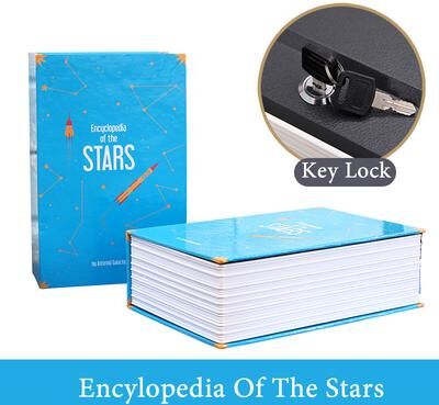 Perfect Picks Market Kids Book Safe Hidden Box Secret Money Jewelry Watch Diversion Safe With Key Lock blue