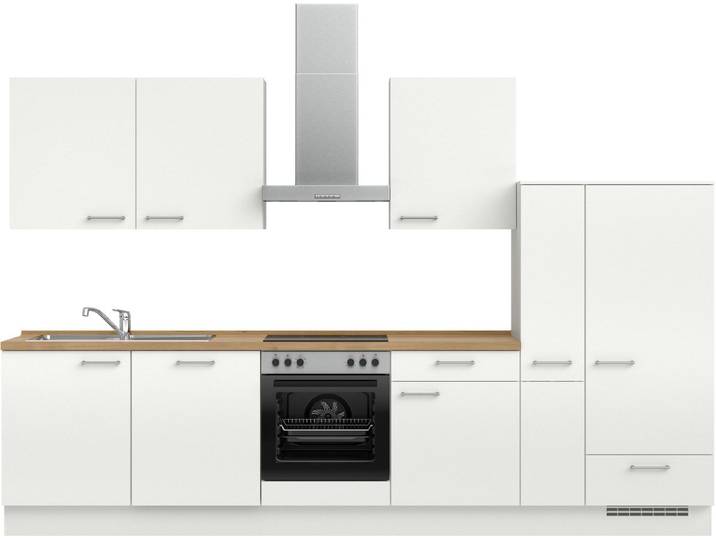 nobilia® Küchenzeile Laser I , NEU: individuell anpassbar mit gratis Profi-Beratung, vormontiert, 330 cm breit, optional mit verschiedenen E‑Geräte-Sets