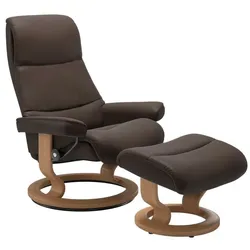 Stressless Sessel mit Hocker View Classic Leder Braun Batick Brown S (Small)