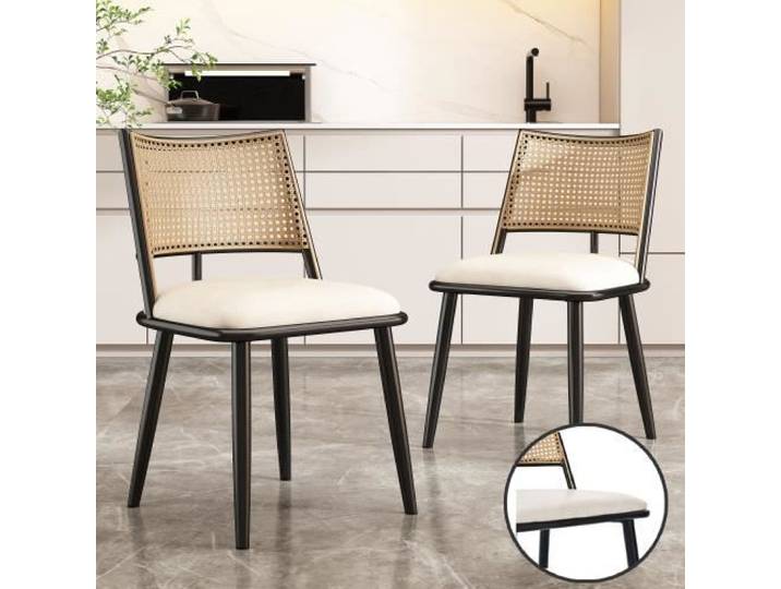 Chaise - Salon et Chambre - 2 pièces - Noir - 48x46x80 cm - Design Contemporain