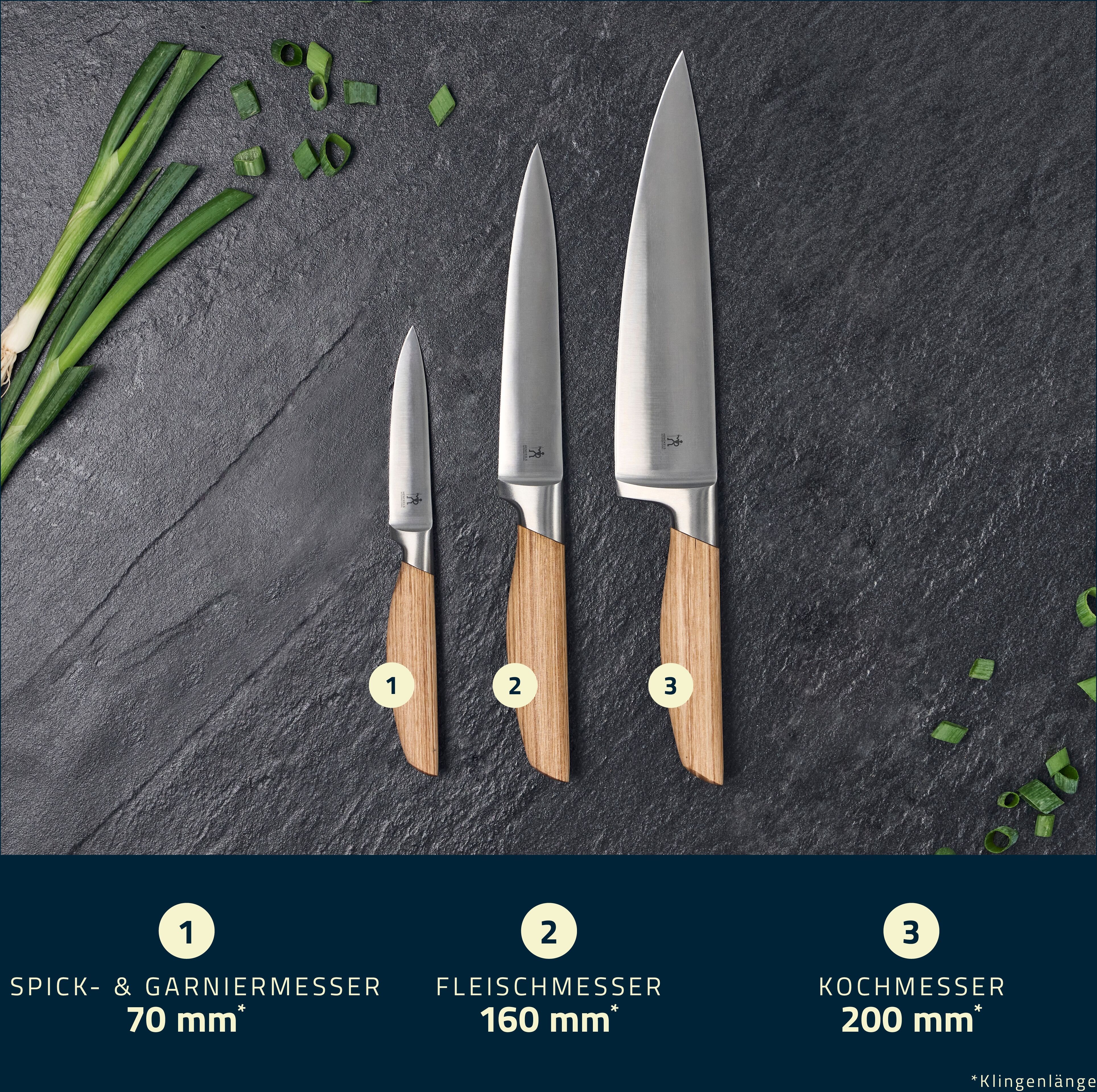 Messer-Set HENCKELS BY ZWILLING "Pakka", braun, Spezialklingenstahl, Kochmesser-Sets, Messer-Set, Rostfreier Klingenstahl, Edles Pakkaholz