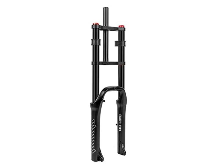 Fatbike-Gabel, 20-Zoll-Luftgabel, Federgabel für Snowbikes, 20 Zoll, 4.0 Fat Tire E-Bike, Doppelschultergabel, 1-1/8 Zoll gerader Federweg, 110 mm, Rückpralleinstellung, QR 9 mm (Farbe: Schwarz, Grö