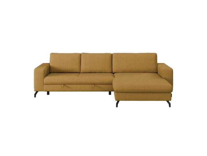 Ecksofa mit Schlaffunktion & Bettkasten Cloud Senfgelb Cord