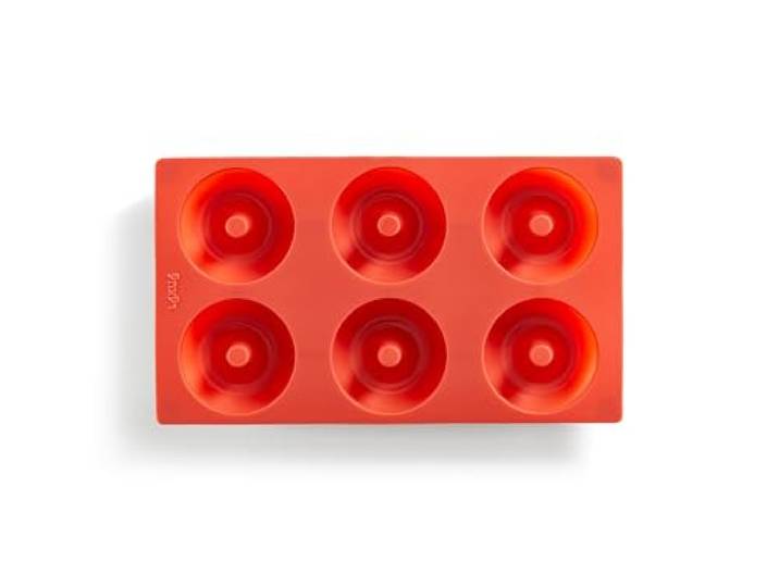 Moule Siicone 6 cavités Doughnut Rouge