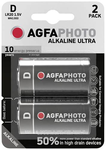 AgfaPhoto Ultra LR20 Mono (D)-Batterie Alkali-Mangan 1.5V 2St.