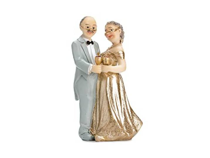 PartyDeco StATUINA 50 jaar bruiloft bruidstaart topper taart taart verjaardag decoratie veelkleurig, 12 cm
