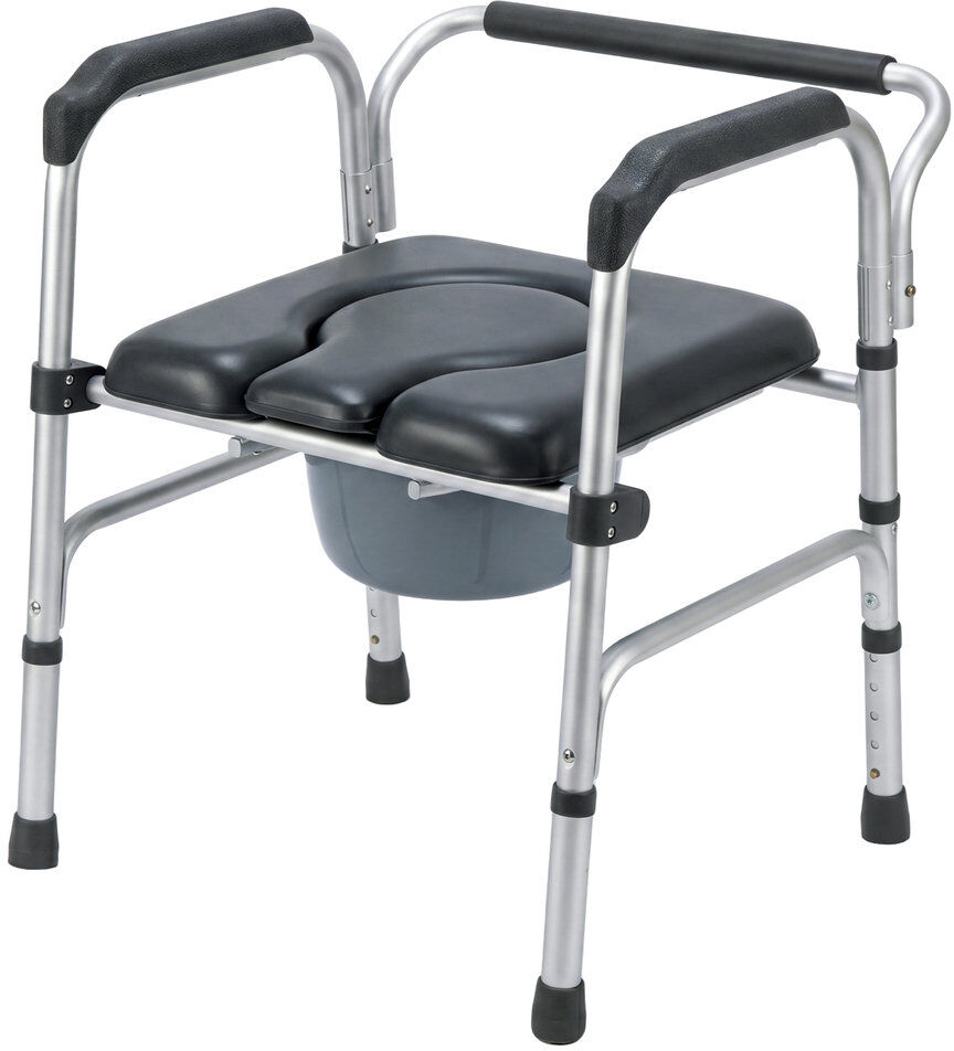 Rebrilliant 3 in 1 Commode Chair Folding Shower Chair Toilet Seat Riser Adjustable 72cm H X 52cm W X 53cm D