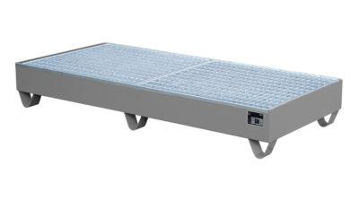 Stahl-Auffangwanne mit Gitterrost, 1800 x 800 mm, grau RAL 7005