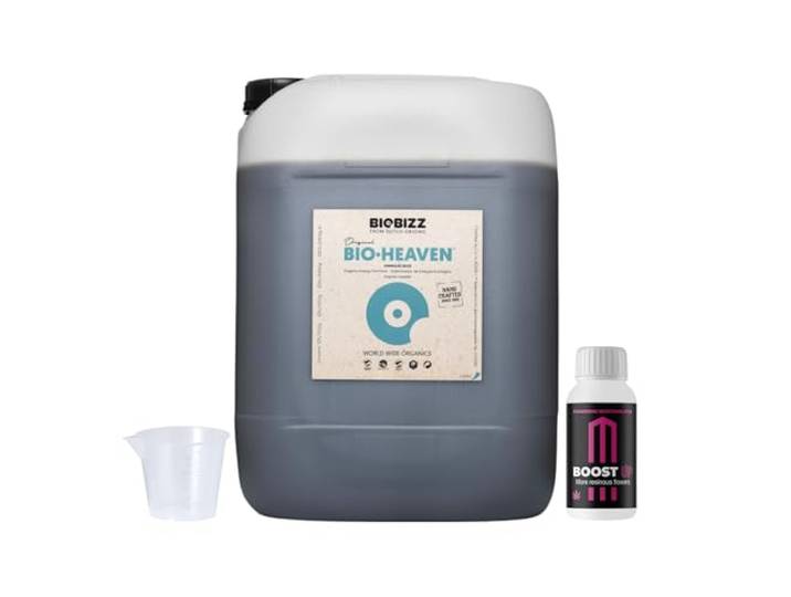 GROWMANIA Bio Heaven von BioBizz 5L + Probe Boost Up + Messbecher Organischer Stimulator mit hohem Volumen Ideal für große Gärten und Obstgärten