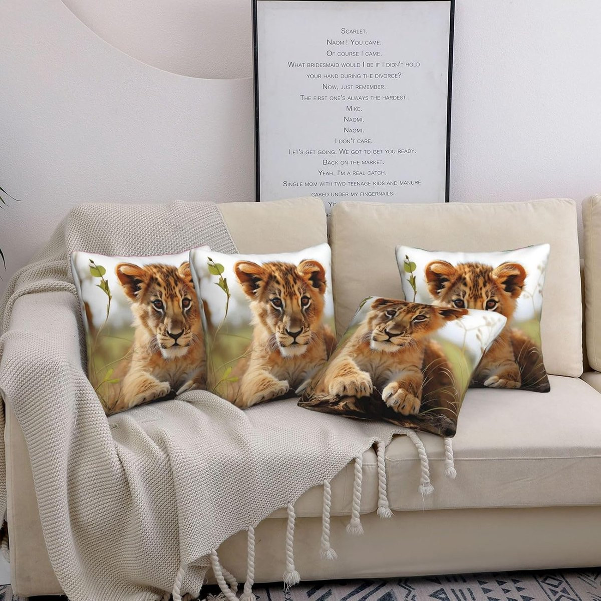 Kussenhoes Leeuw - Dubbelzijdig Bedrukte Dierlijke Sierkussenhoes - Zwart - 50 x 50 cm