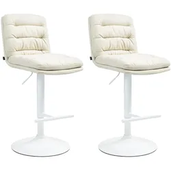 CLP 2er Set Barhocker Damar Stoff weiß   Farbe: creme, Gestell Farbe: weiß