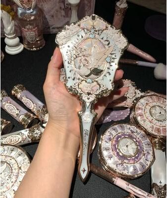 Uplift Picks Flower Knows Sweetie Bear Hand Mirror Creamy Pink Vanity Mirror 10