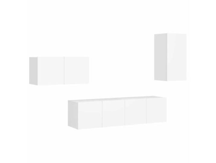 GKHPYURE TV-Möbel-Set, 4-teilig, weiß, Holz, mehrschichtig 1 Einheit 30 x 30 x 30 cm, 3 Einheiten 60 x 30 x 30 cm, Wandbefestigung, einfache Reinigung