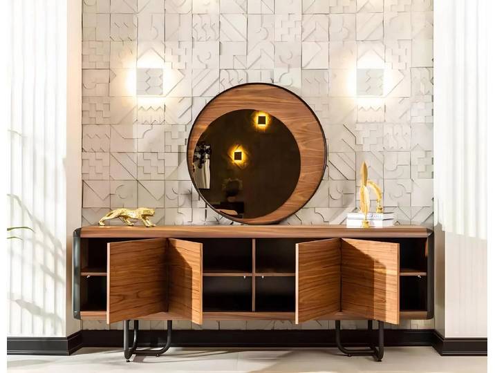 Xlmoebel Sideboard Luxus Holz Konsole mit Spiegel und Schubladen (Sideboard mit Spiegel, mit Spiegel), Made in Europa