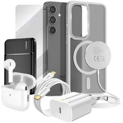 Mayaxess Galaxy S24 Zubehörset mit MagSafe, Powerbank & Bluetooth, Handykette, Grau