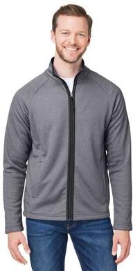 CORE365 CE72 Men's Venture Heathered Stripe Full-Zip Jacket in Black/White size Large   Polyester