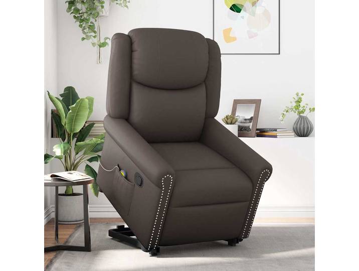 vidaXL Stehsessel Massage Glänzendes Braun Kunstleder