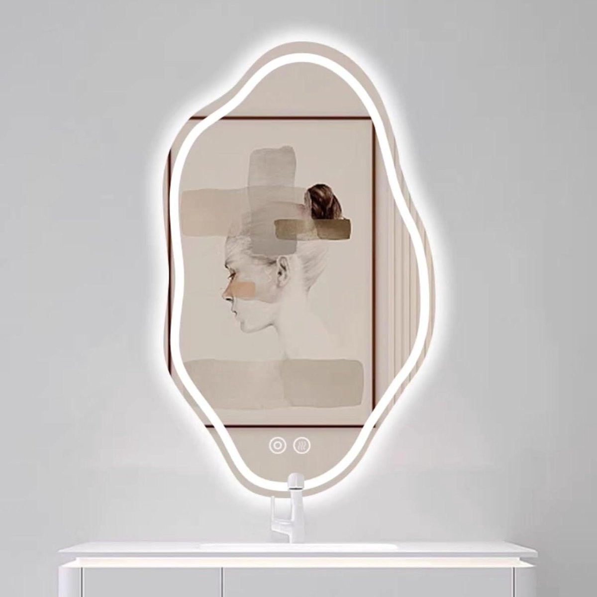 LED Badkamerspiegel met Wolkvorm en Verlichting - 40 x 70 cm