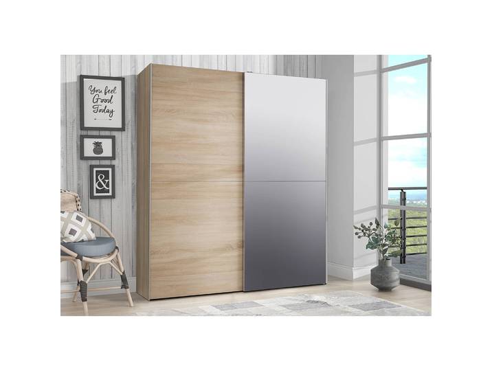 Schwebetürenschrank Blackrock 170 x 191 x 61cm Braun/Eiche Sonoma Dekor