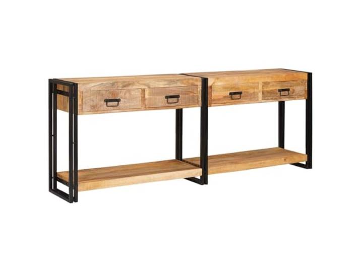 smnyxs Konsolentisch mit Schublade, 2 Stück, Braun, massives Mangoholz, Massives Mangoholz, warmer rustikaler Stil, integrierte Aufbewahrung, vielseitig für Wohnzimmer oder Eingangsbereich