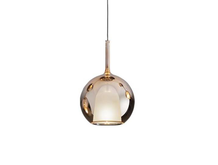 PENTA LIGHT lampe à suspension GLO (Medium Ø 25 cm / Or rose miroir - verre et métal)