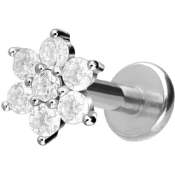 Titan Labret mit Innengewinde KRISTALLBLUME