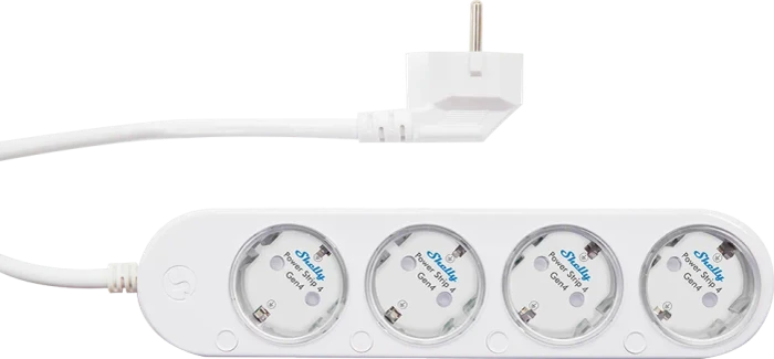 Shelly Steckdosenleiste Power Strip 4 Gen4 (weiß, 1,5 Meter Kabel, mit Energiemessung)