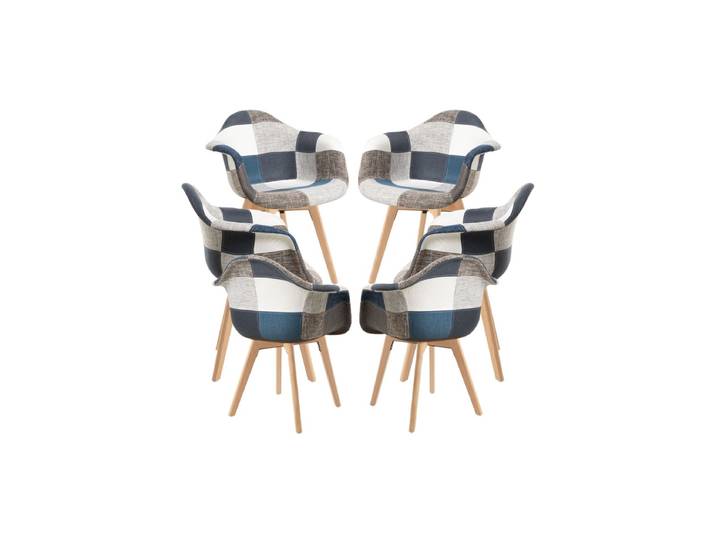 6er Set Belu Patchwork Stühle - Blau