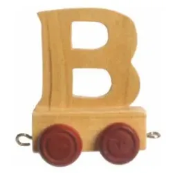 Bino, Holzbuchstaben + Stoffbuchstaben, Zuganhänger B, braune Räder