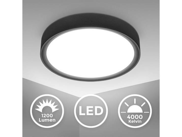 Deckenlampe Ø25 cm - 12W, 1200lm, LED, tralweiß, schwarz