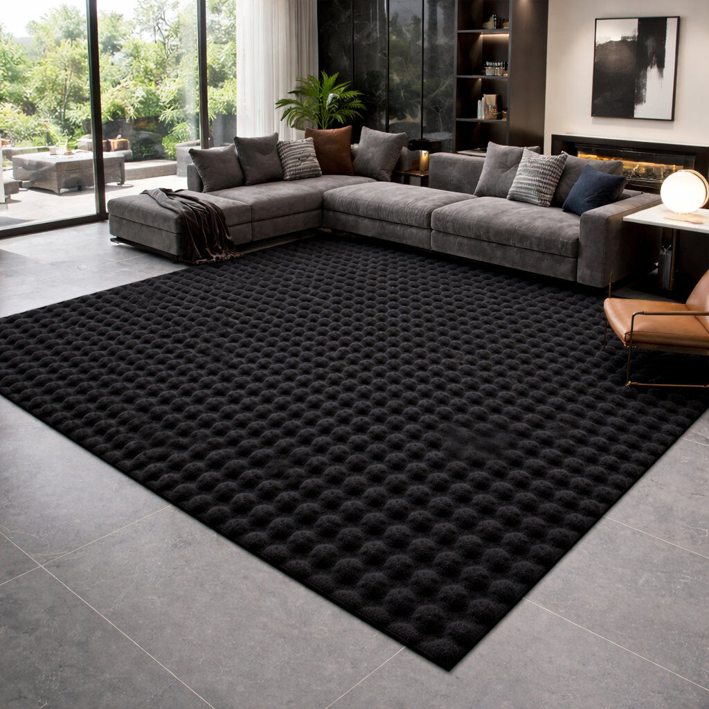 Norden Home Geometric Shapes Machine Tufted Shag Area Rug Black 160x230cm