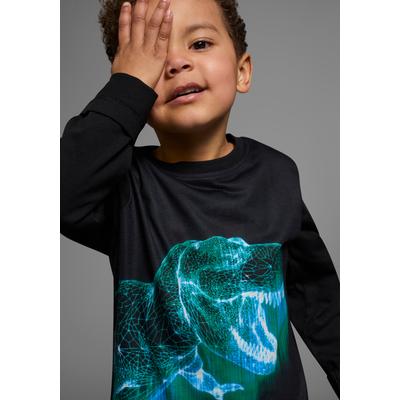 Langarmshirt KIDSWORLD "GREEN DINO", Jungen, Gr. 128/134, schwarz, Jersey, Obermaterial: 100% Baumwolle. Obermaterial Vorderteil: 100% Polyester, bedruckt, Basic, Rundhals, Shirts Langarmshirt, langärmlig, mit trendigem Druck, Rundhalsausschnitt,...