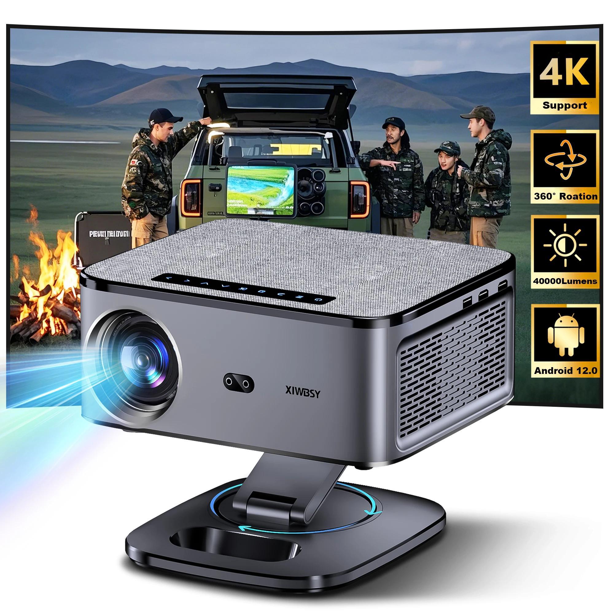 4K LCD Beamer - Smart Heimkino Projektor - Full HD 1080p mit 4K/8K Unterstützung - 40000 Lumen, 2000 ANSI, LED - WiFi 6, BT 5.3, Android 12 - Stativ 64 GB, EU-Stecker