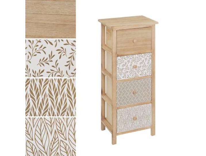 DRW Schrank mit 4 Schubladen MDF Holz in Natur
