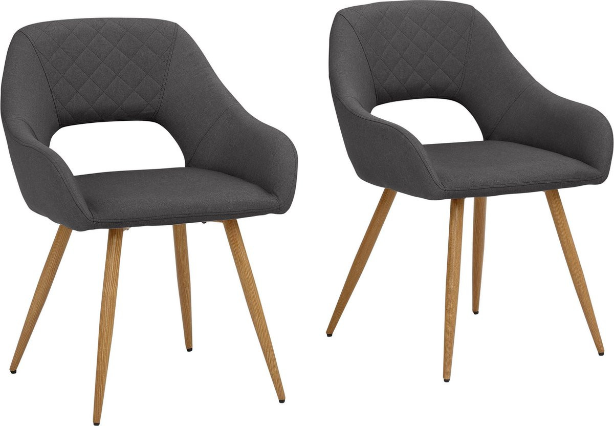 Notio Living Fleur-2-Eetkamerstoel - Set van 2 - Antraciet