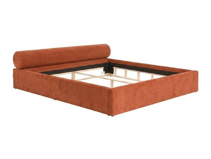JVmoebel Polsterbett Stilvolles orangefarbenes Bett 200 x 200 Bettgestell Schlafzimmermöbel, Made in Europa