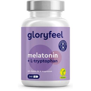 gloryfeel Melatonin 4-Fach-Komplex, 240 Kapseln für 240 Nächte, je Kapsel 0,5 mg, vegan & zuckerfrei, ohne Alkohol