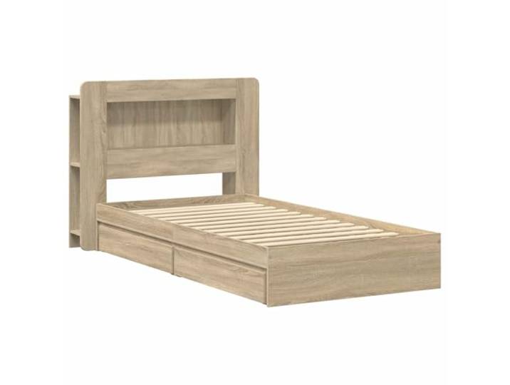 SKTQYQO Bettgestell mit Stauraum, Eiche Sonoma, 90 x 190 cm Technisches Holz, Schubladen unten, feste Latten, Unterstützung 140 kg