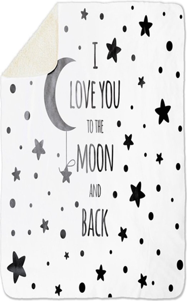 Fleecedeken Love tot the Moon, Polyester Sherpa, 96 x 146 cm