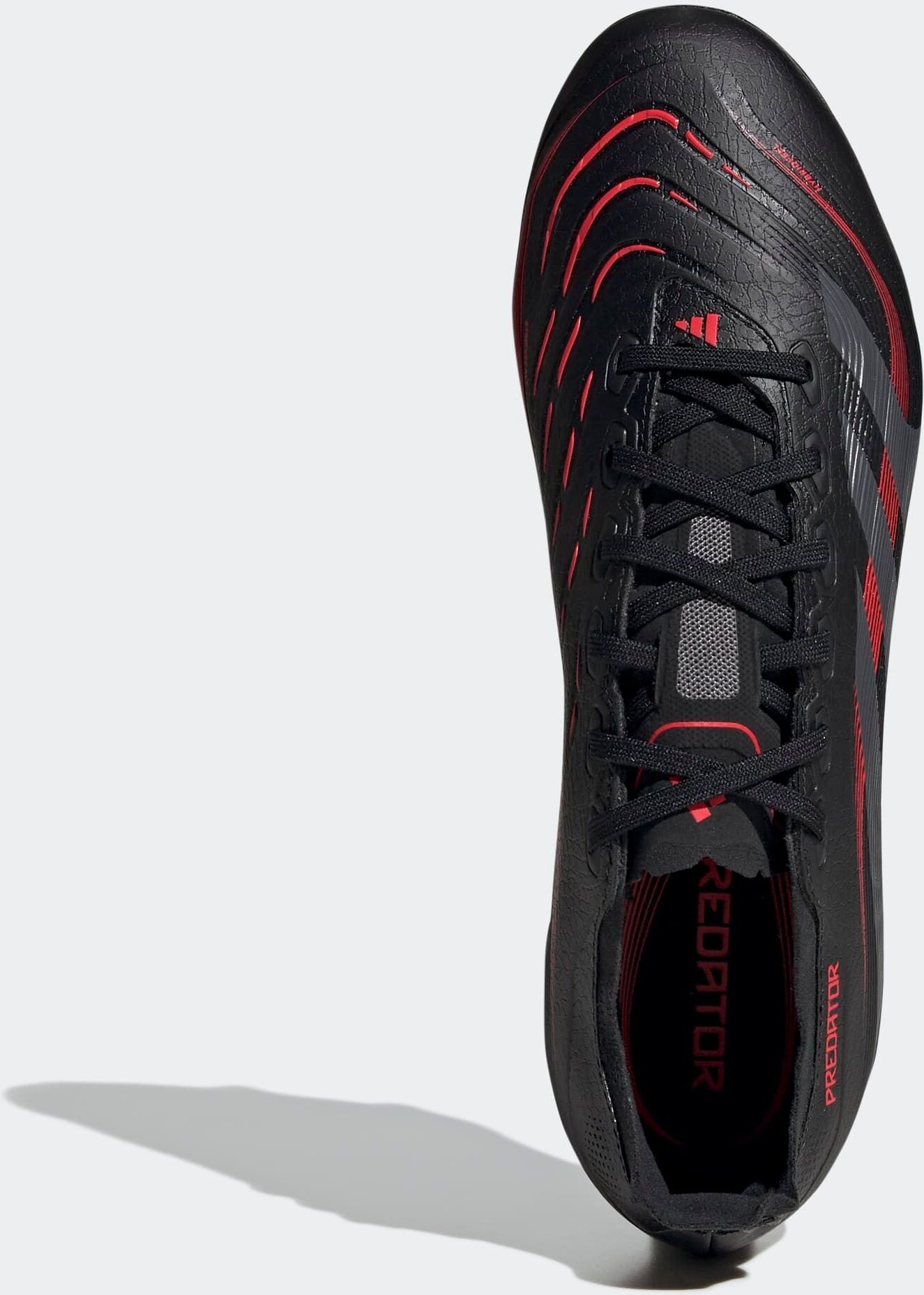 Fussballschuh ADIDAS PERFORMANCE "PREDATOR LEAGUE FG/MG", Gr. 42, schwarz (core schwarz, grau four, lucid rot), Synthetik, Schuhe Fussballschuh, für Rasenplätze core schwarz, grau four, lucid rot 42