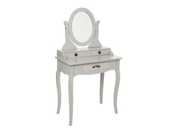 Coiffeuse - ATMOSPHERA - Chrysa - Gris - Bois - Panneaux de particules - 3 tirois - Miroir inclut