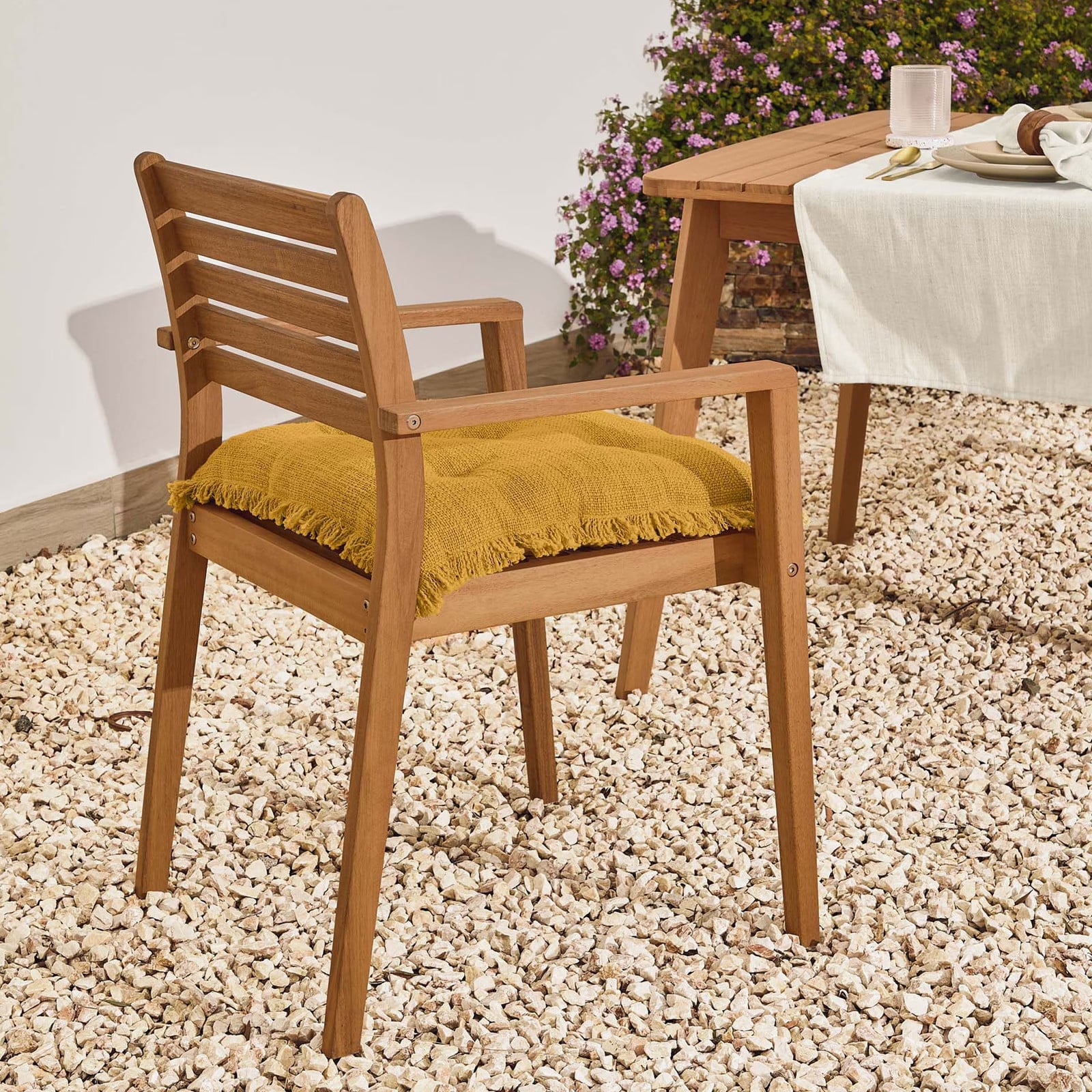 Kave Home Tuinstoel Hanzel - Naturel - Stapelbaar