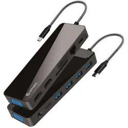 Gearlab 13 Port mobile dock (USB-C, 13 Ports), Dockingstation + USB Hub, Schwarz