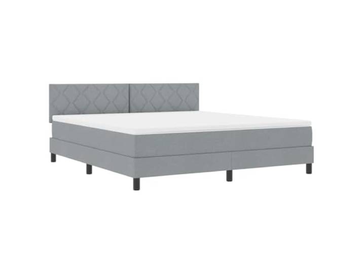 KTHLBRH Boxspringbett mit Kissen hellgrau 180 x 200 cm Stoff Minimalistisches Design, klare Linien, elegantes Finish, Doppelzimmer, Gästezimmer, technisches Holz, Polyester