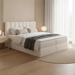 Boxbett Mala Creme ca. 180x200 cm mit Topper