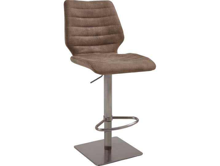 Barhocker, Microfaser, Grau (Stone), 46×59 cm, Höhenverstellbar, Edelstahl, Niehoff-Sitzmöbel