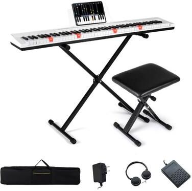 Costway 88-Key Electric Piano Keyboard with Adjustable Stand and Portable Bag-White