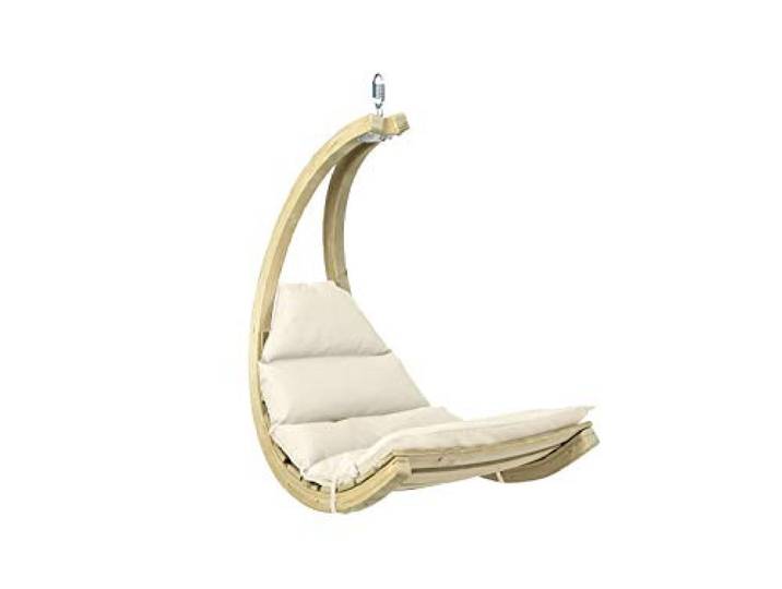 AMAZONAS Swing Chair Creme stylischer Schwebesessel mit extra Dicker Matratze aus FSC Fichtenholz bis 120 kg
