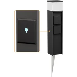 ledscom.de Pollerleuchte PODEL mit Erdspieß für außen, Smart Home, 39cm, schwarz, G9 Fassung, 2 Steckdosen