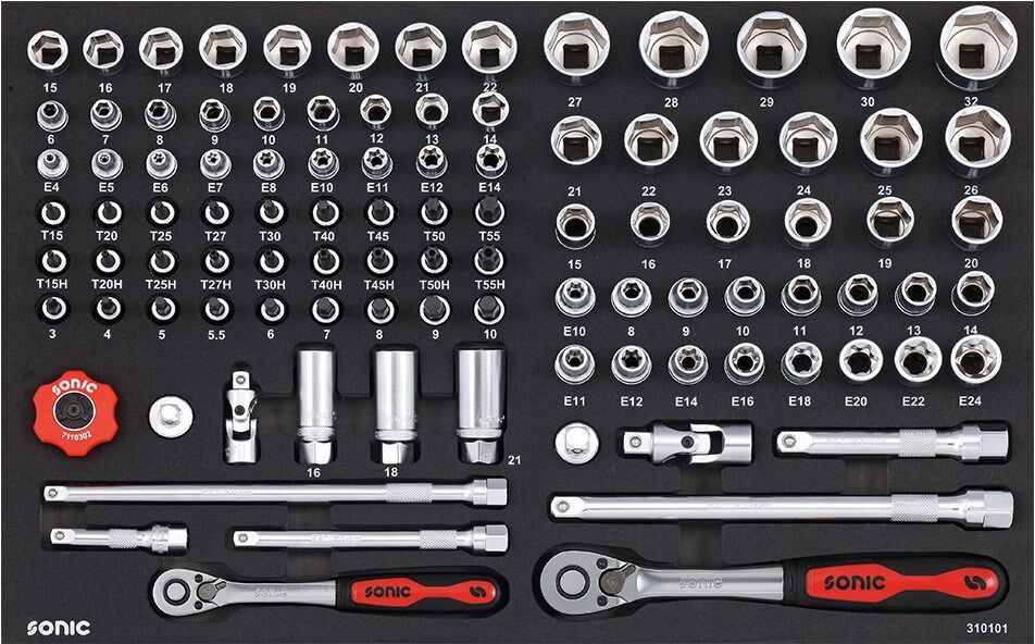 Sonic Equipment Steckschlüsselsatz Nusssatz 3/8 Und 1/2 Sfs-M 101-Tlg. 310101